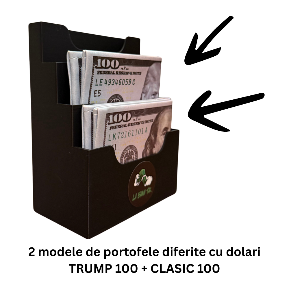 Pachet portofele DUO model dolari TRUMP + CLASIC - imagine 2